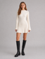 Women's White Fit-and-Flare Knit Mini Dress