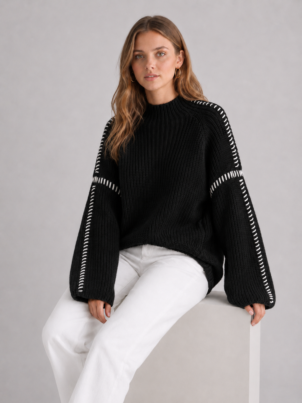 Women's Oversized Mock-Neck Knit Jumper