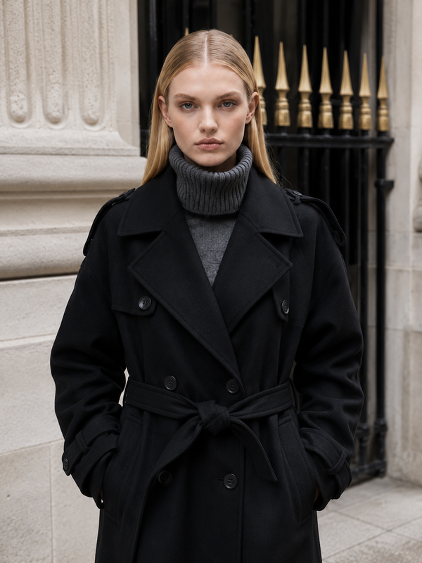 Women's Longline Belted Double-Breasted Trench Coat