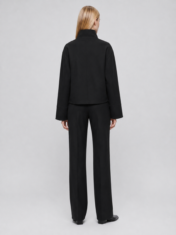 Women's Cropped Boxy Funnel-Neck Jacket