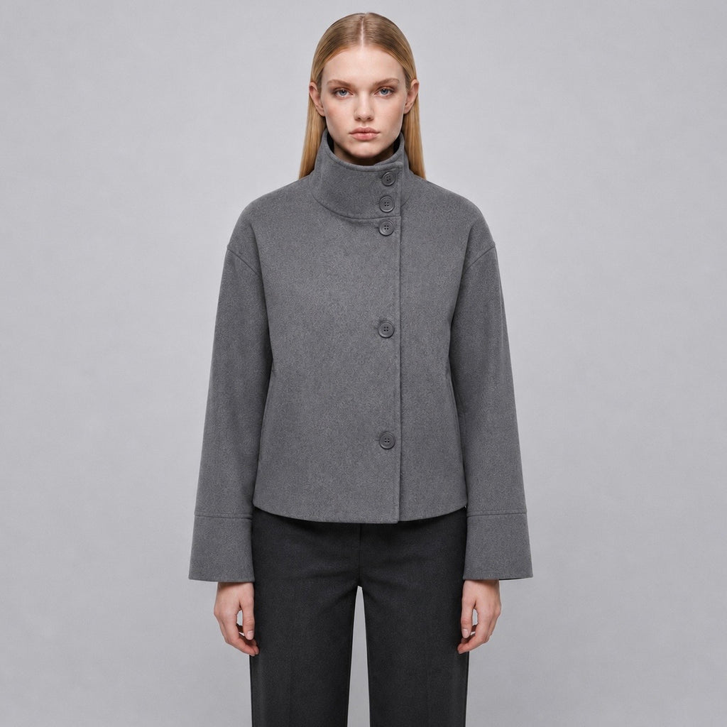 Women's Cropped Boxy Funnel-Neck Jacket