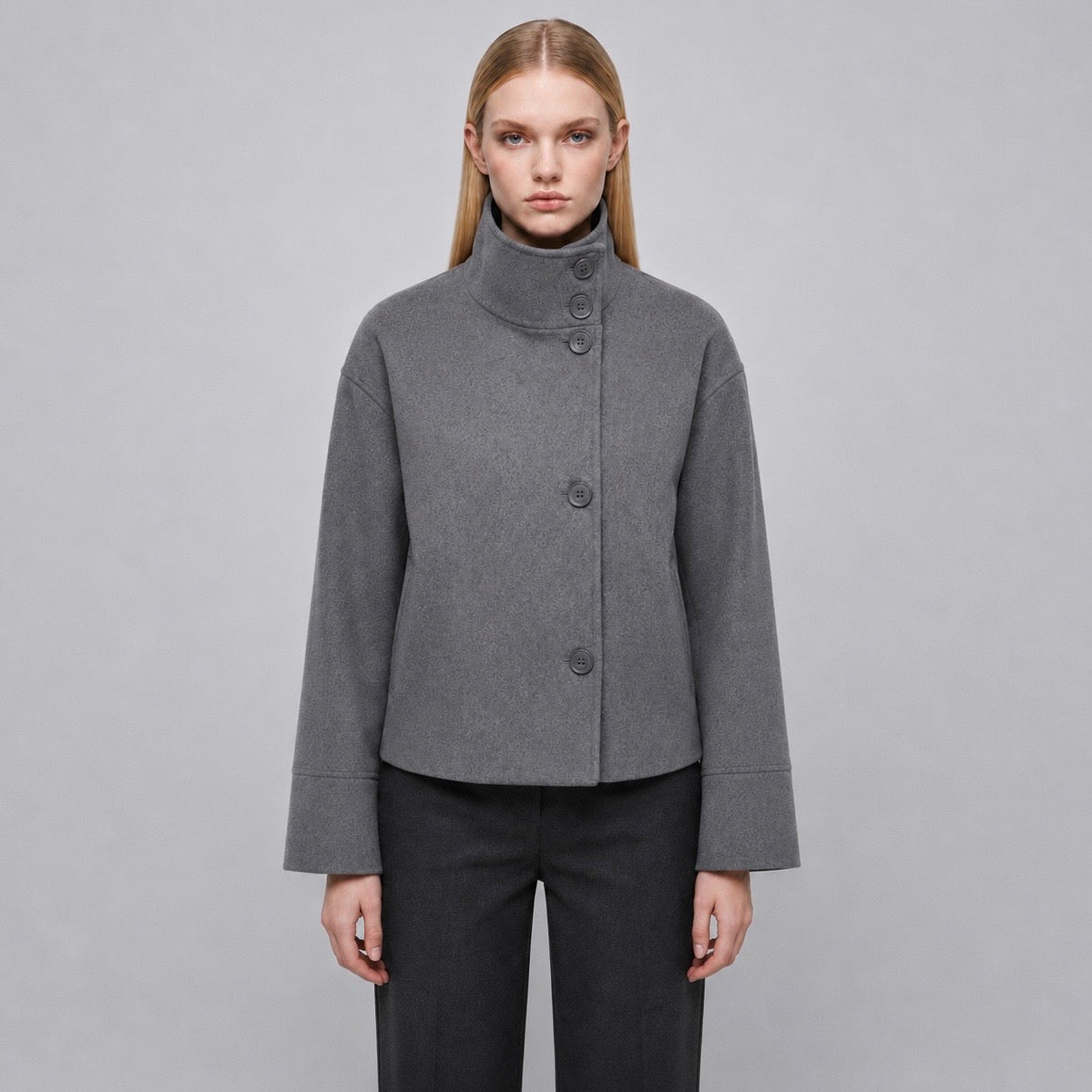 Women's Cropped Boxy Funnel-Neck Jacket