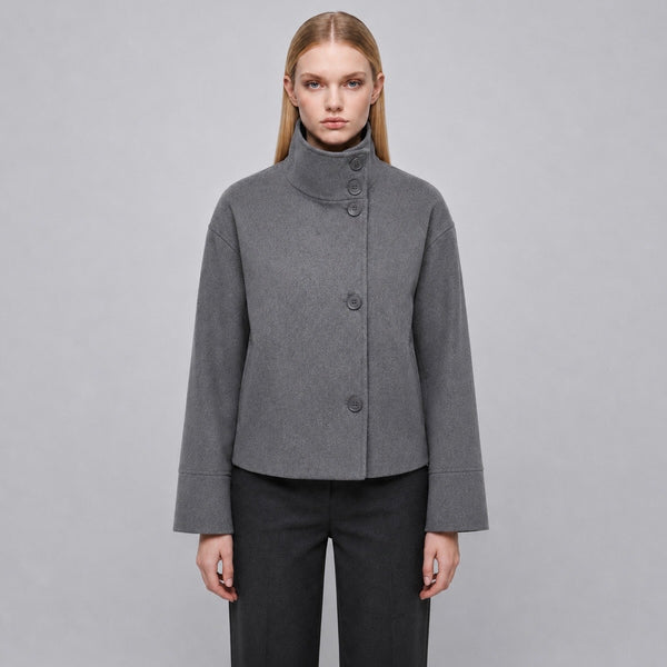 Women's Cropped Boxy Funnel-Neck Jacket