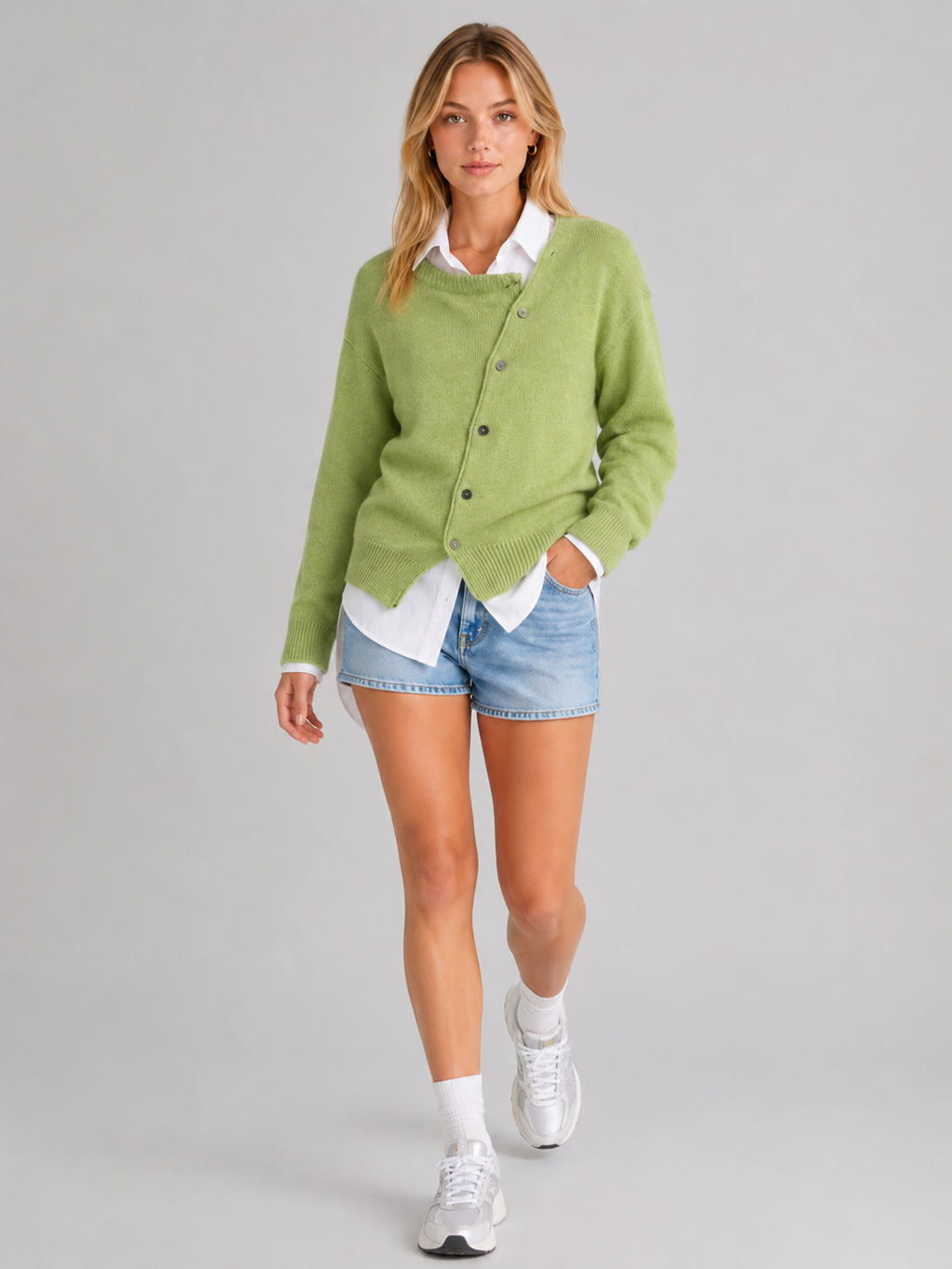 Women's Asymmetric Button Knit Jumper