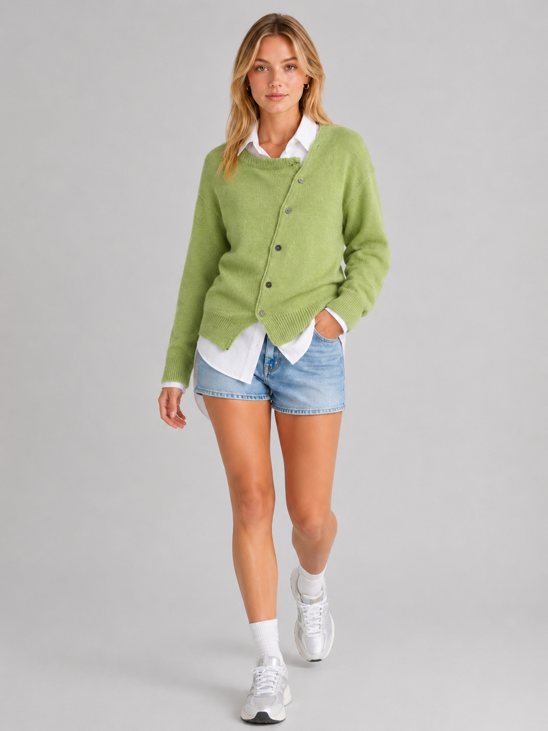 Women's Asymmetric Button Knit Jumper