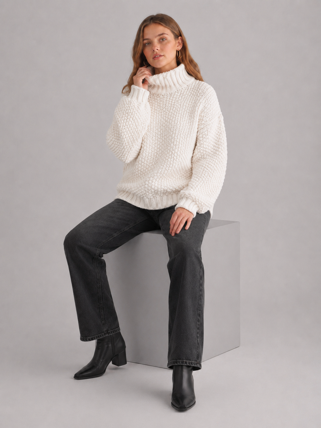 Women's Chunky Oversized Turtleneck Jumper