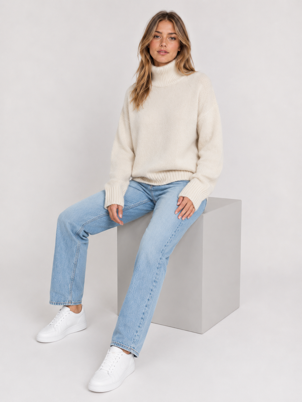 Women's Oversized Turtleneck Knit Jumper