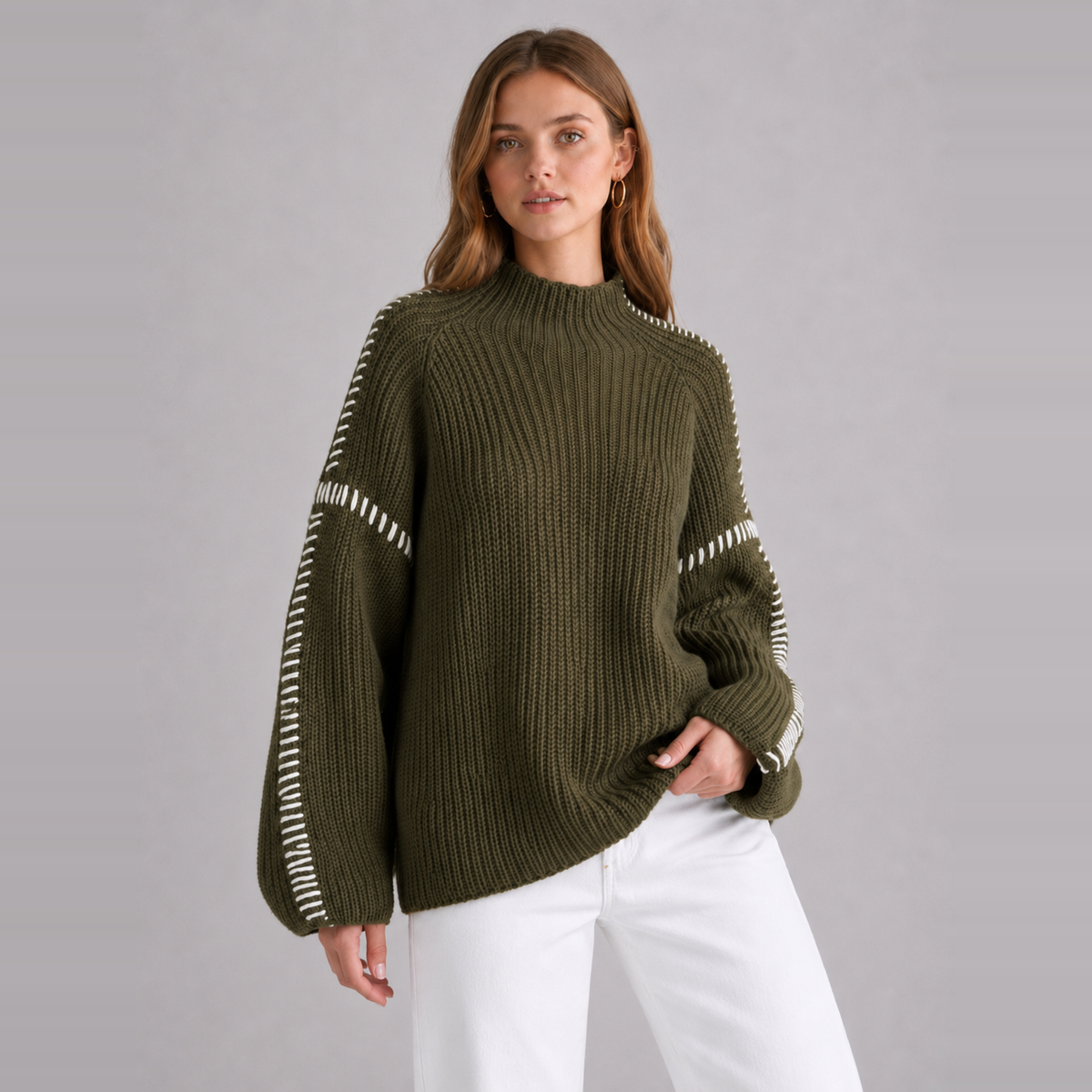 Women's Oversized Mock-Neck Knit Jumper