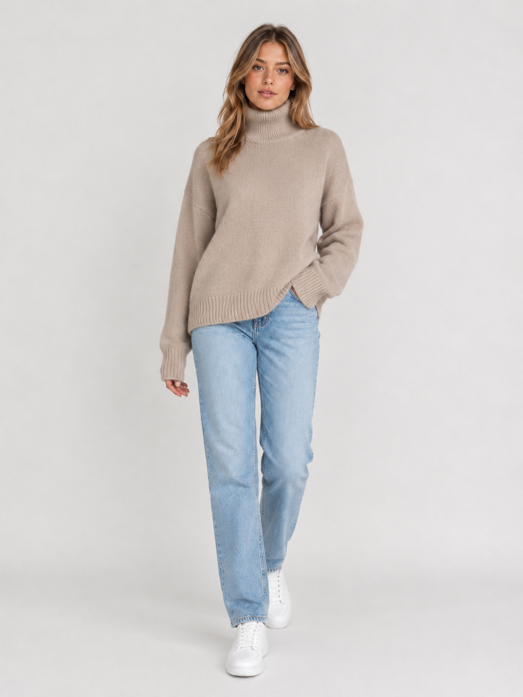Women's Oversized Turtleneck Knit Jumper
