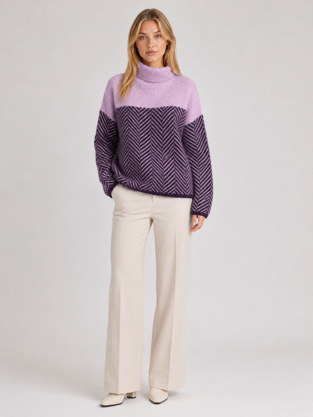 Women's Chevron Funnel-Neck Knit Jumper