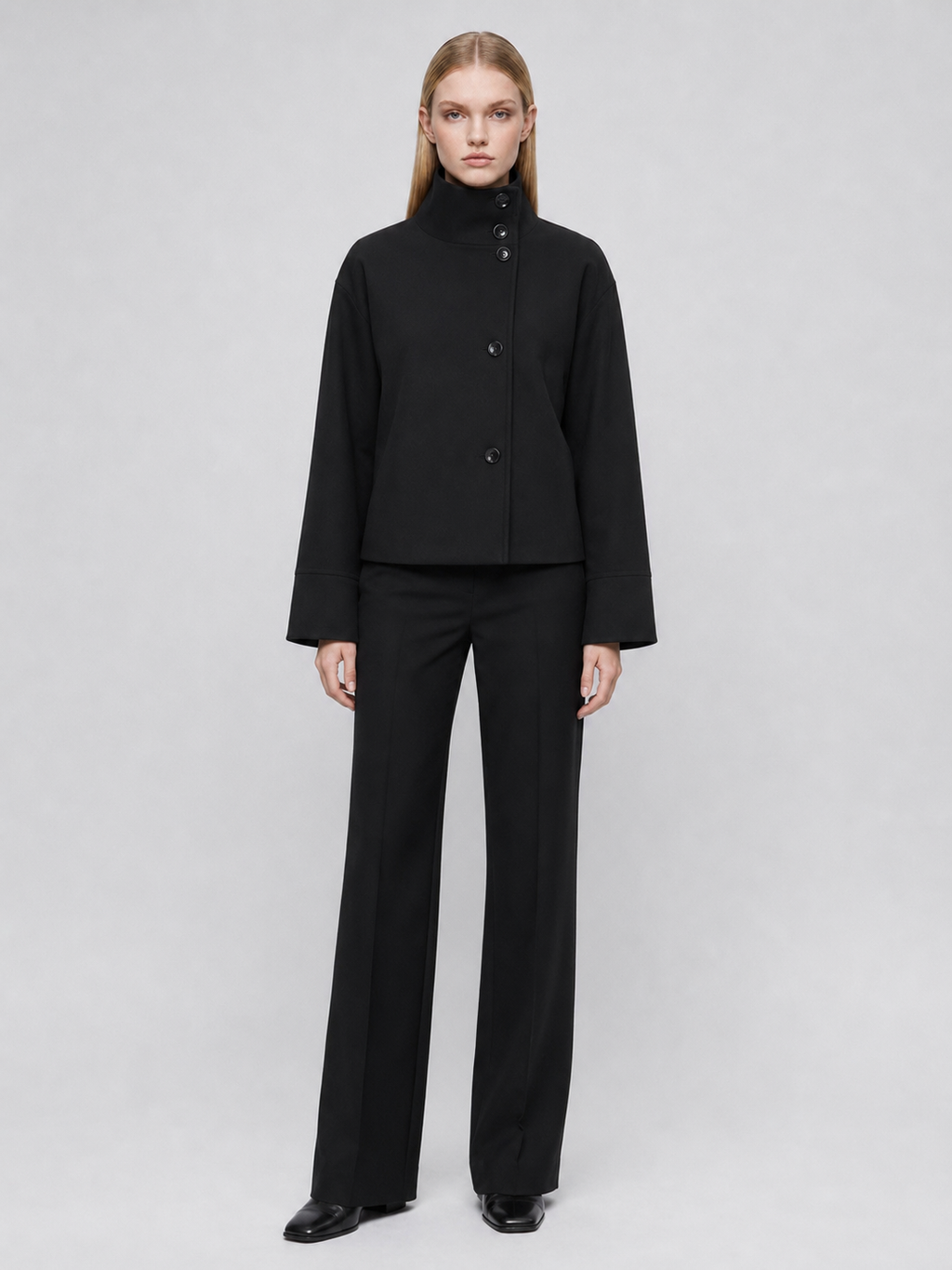 Women's Cropped Boxy Funnel-Neck Jacket
