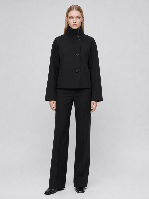 Women's Cropped Boxy Funnel-Neck Jacket