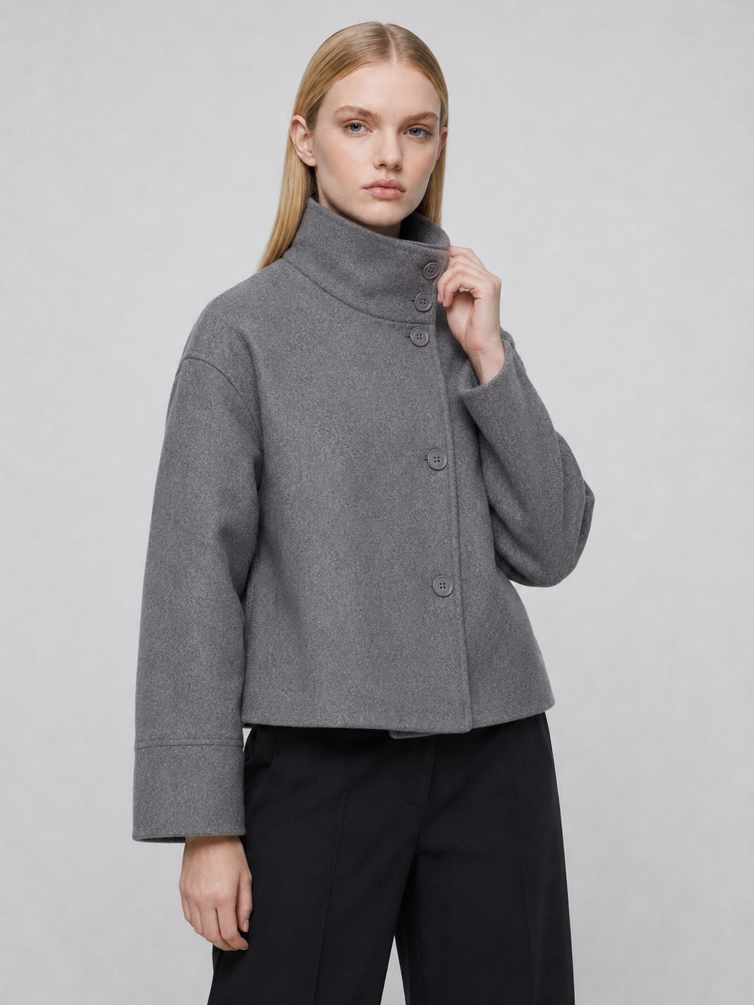 Women's Cropped Boxy Funnel-Neck Jacket Secondary image