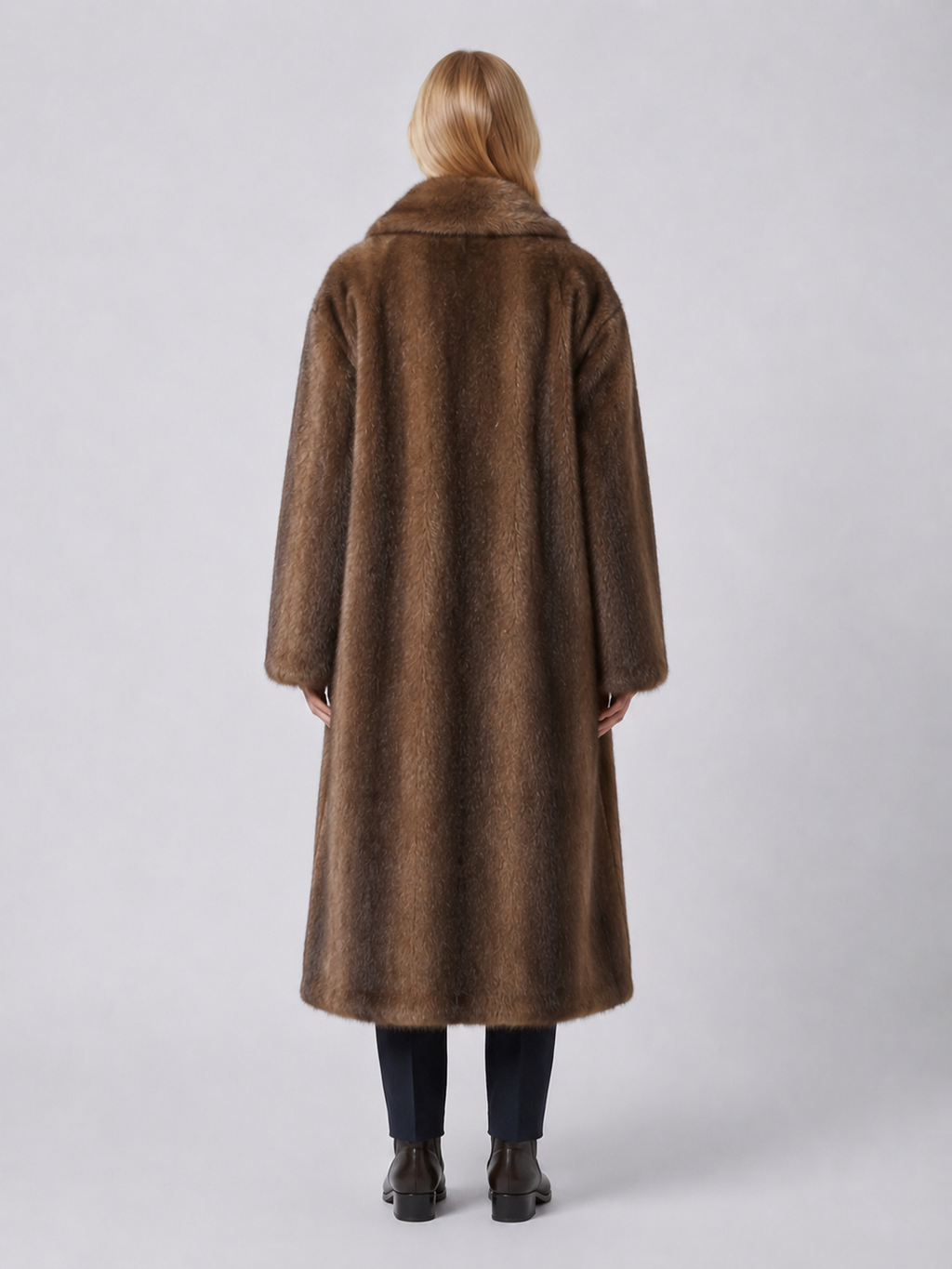 Women's Oversized Brown Faux Fur Coat
