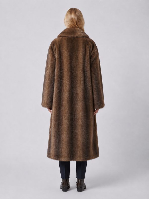Women's Oversized Brown Faux Fur Coat