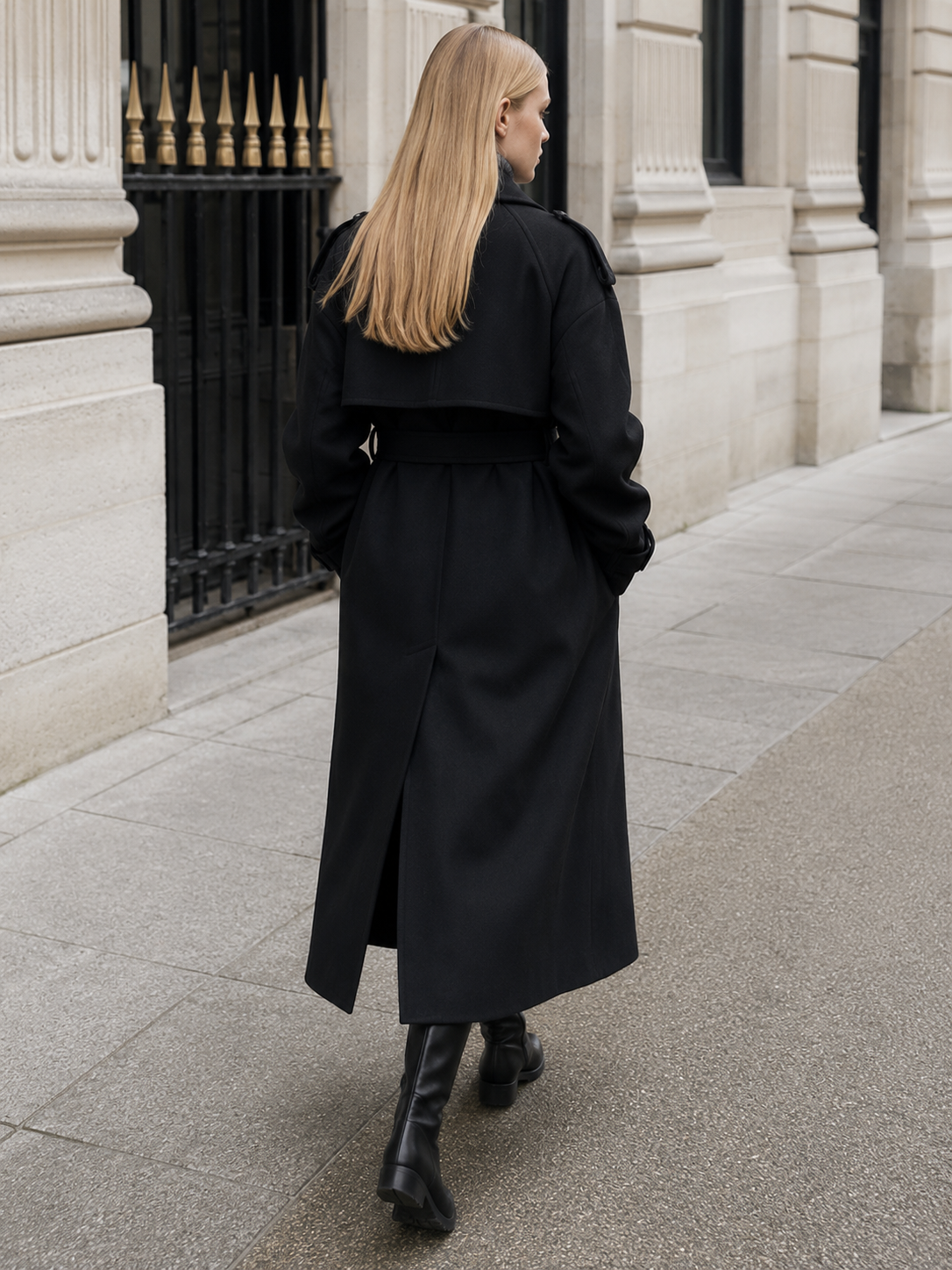Women's Longline Belted Double-Breasted Trench Coat