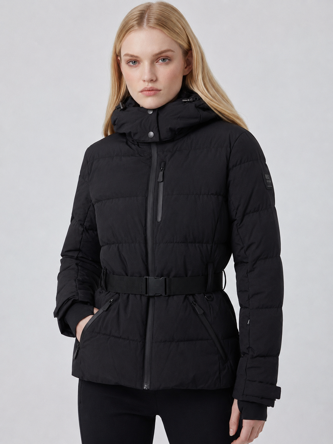 Women's Belted Puffer Ski Jacket