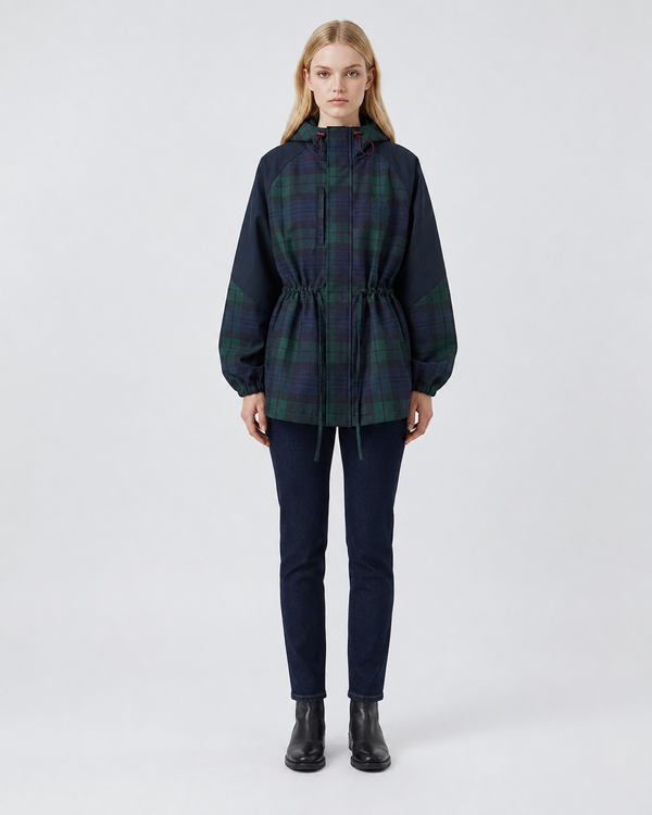 Women's Relaxed Plaid Hooded Jacket