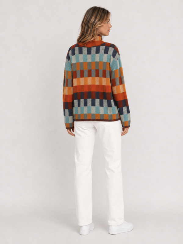 Women's Multicolour Check Knit Jumper