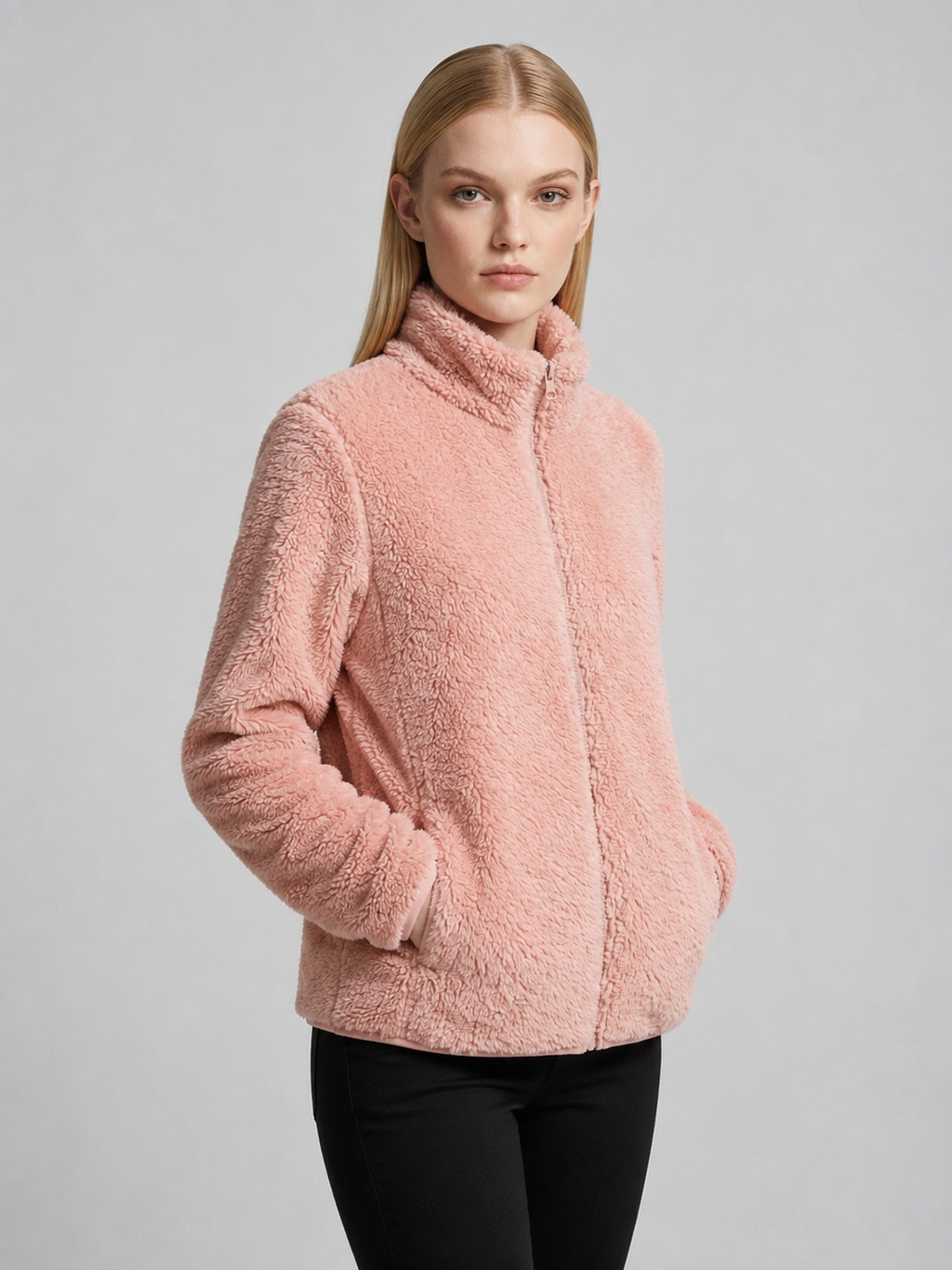 Women's Zip-Up Teddy Fleece Jacket