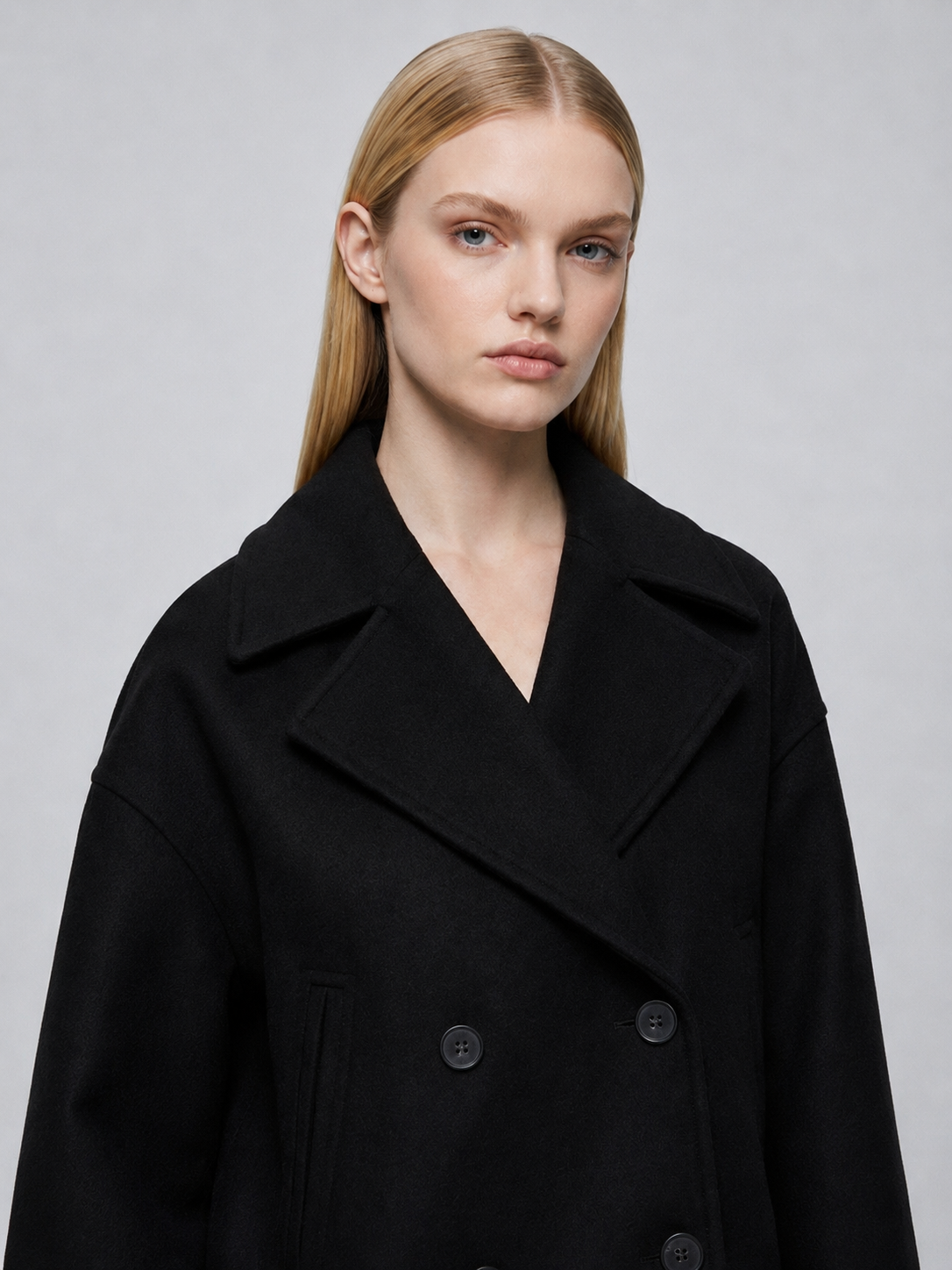 Women's Cropped Winter Wool Peacoat
