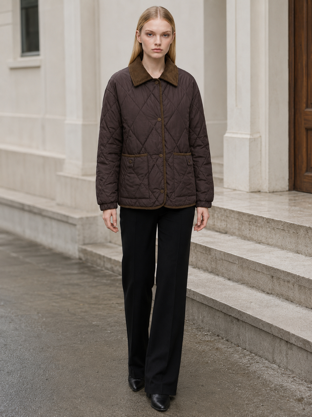 Women's Quilted Corduroy Collar Jacket