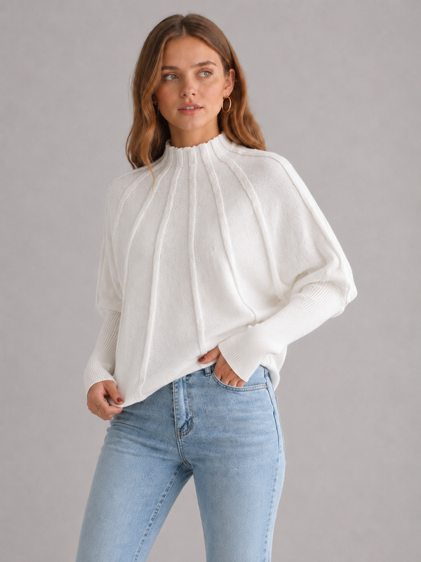 Women's Sunburst Mock Neck Knit Jumper