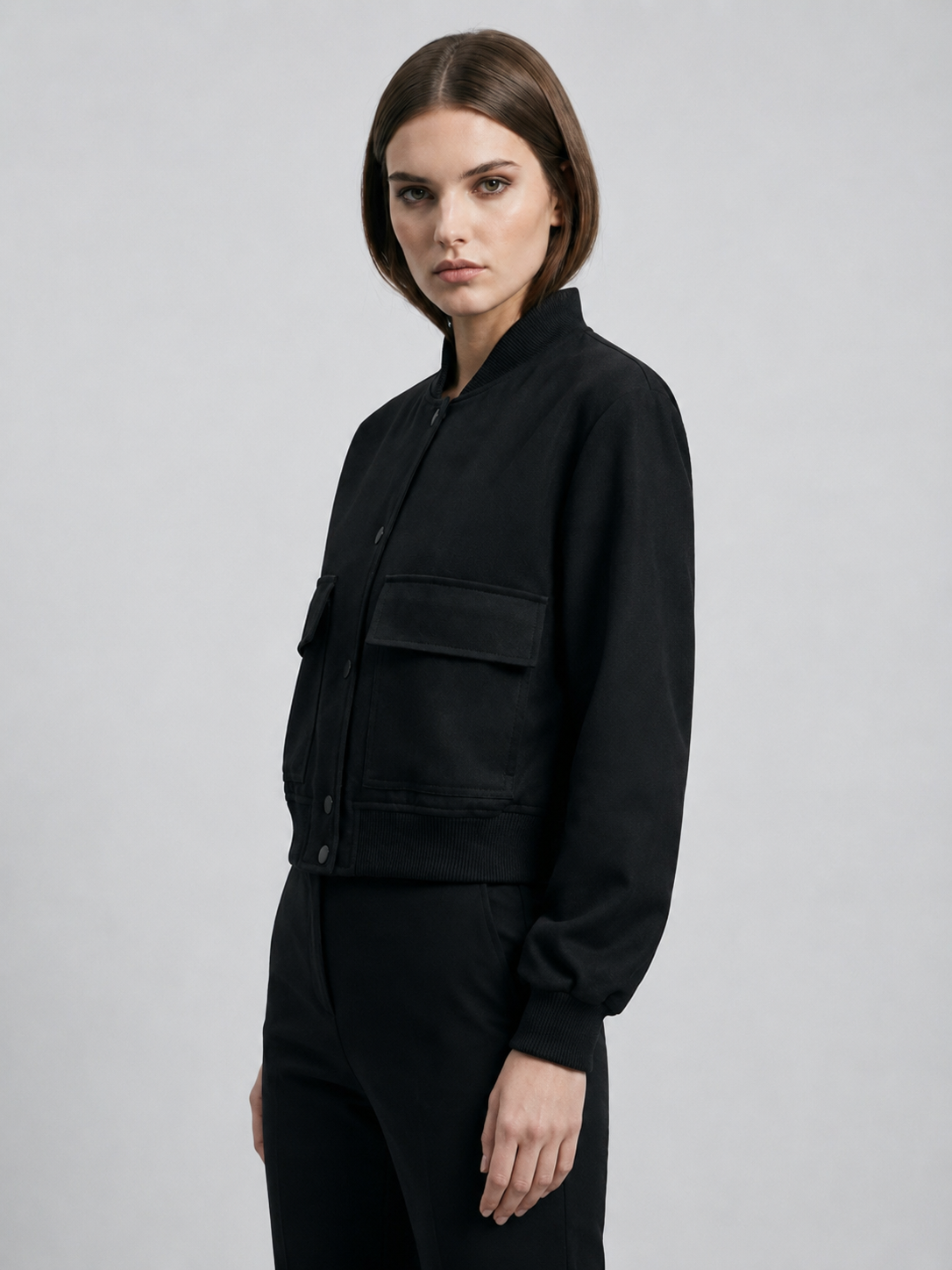 Women's Cropped Utility Bomber Jacket