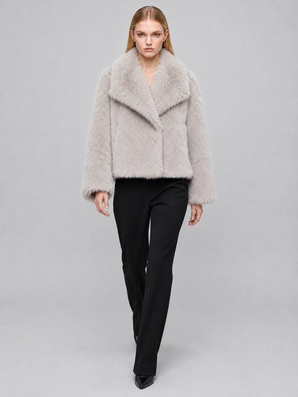 Women's Cropped Winter Faux Fur Jacket