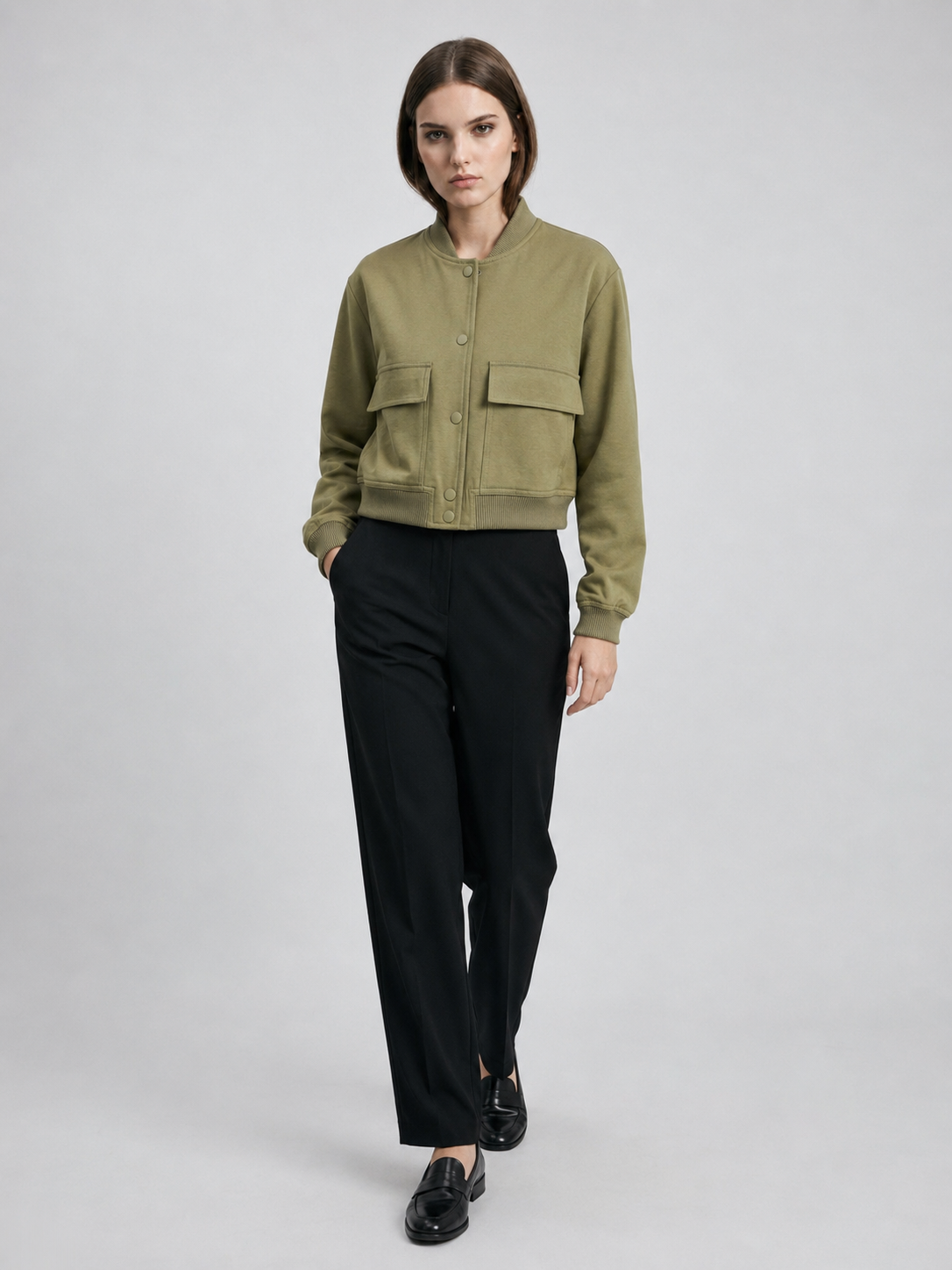Women's Cropped Utility Bomber Jacket