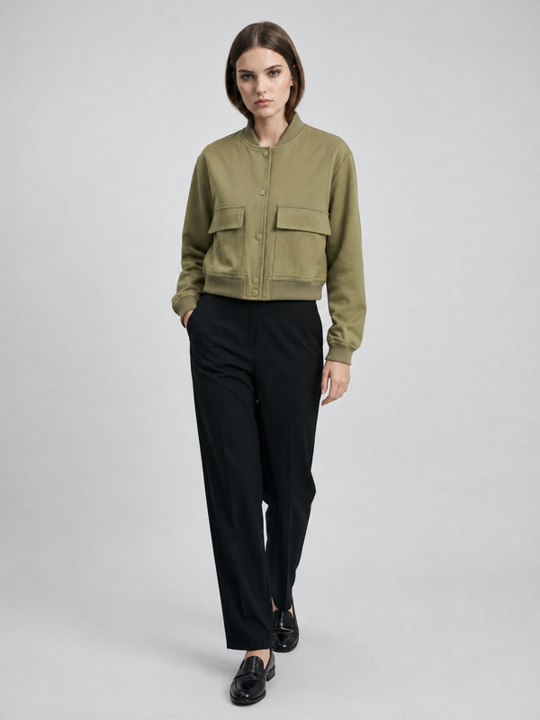 Women's Cropped Utility Bomber Jacket