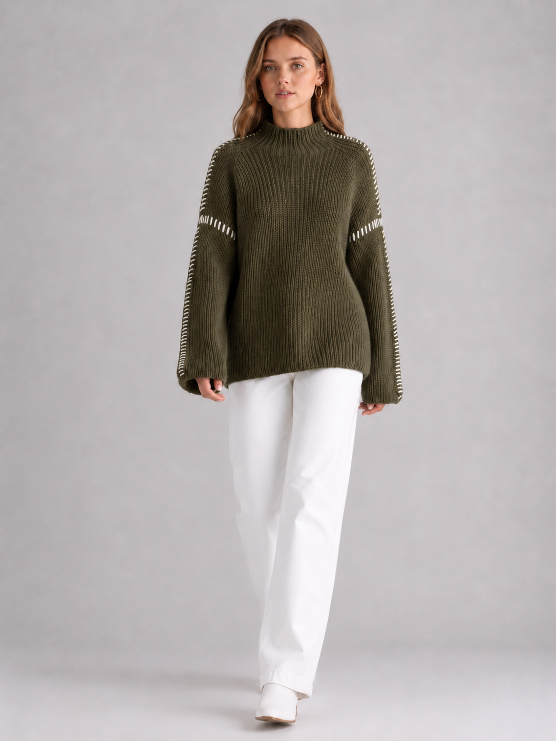 Women's Oversized Mock-Neck Knit Jumper