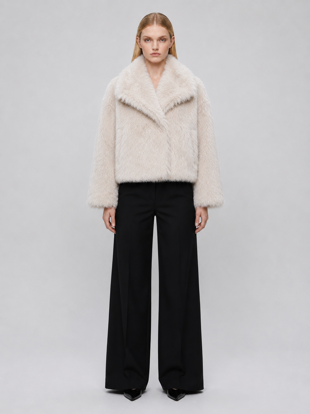 Women's Cropped Winter Faux Fur Jacket