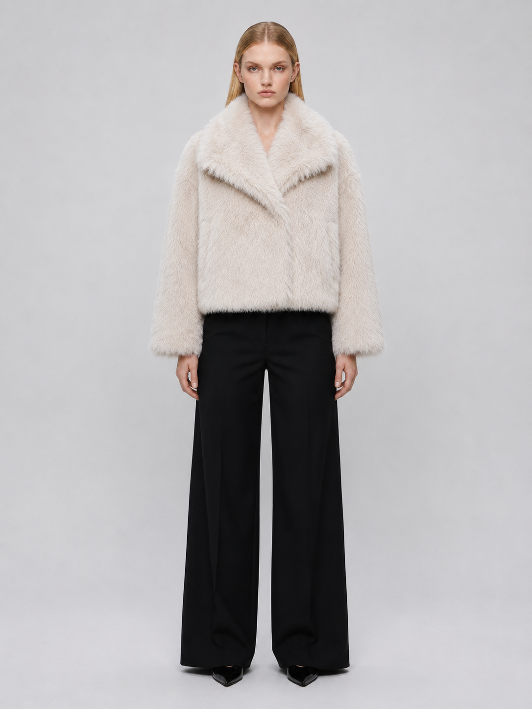 Women's Cropped Winter Faux Fur Jacket