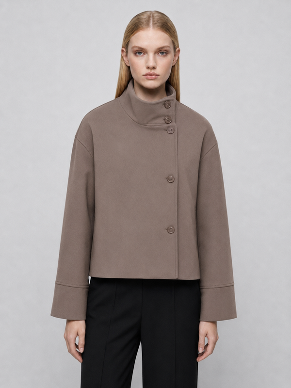 Women's Cropped Boxy Funnel-Neck Jacket