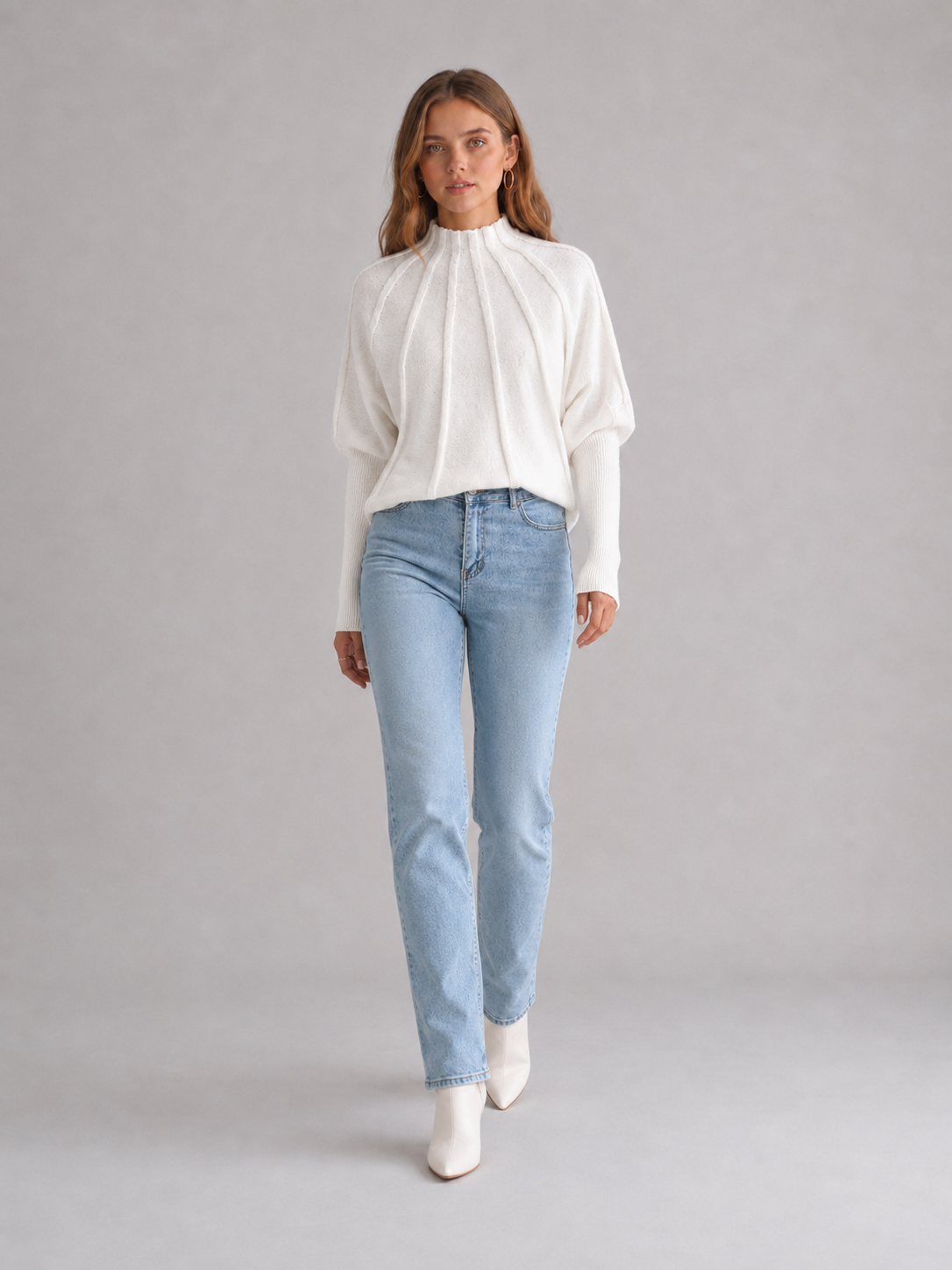 Women's Sunburst Mock Neck Knit Jumper