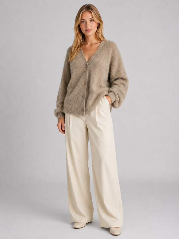 Women's Fluffy V-Neck Cardigan