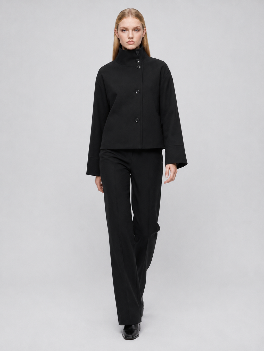 Women's Cropped Boxy Funnel-Neck Jacket