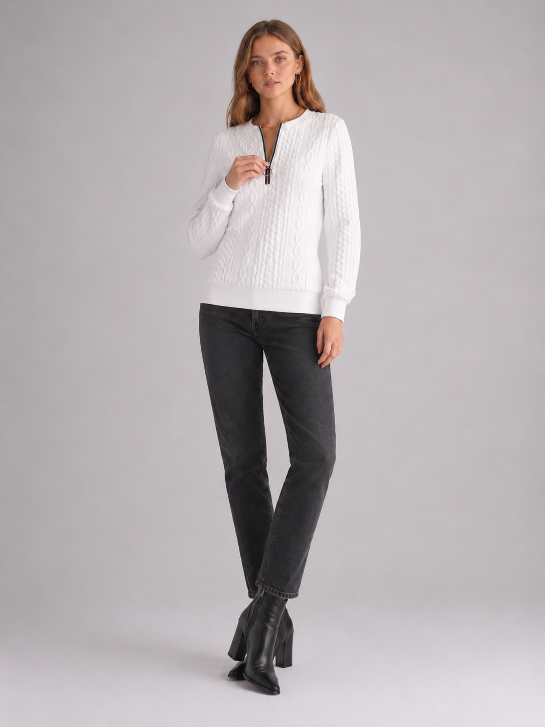 Women's Cable Knit Half-Zip Jumper