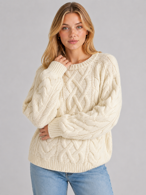 Women's Cream Chunky Cable Knit Jumper
