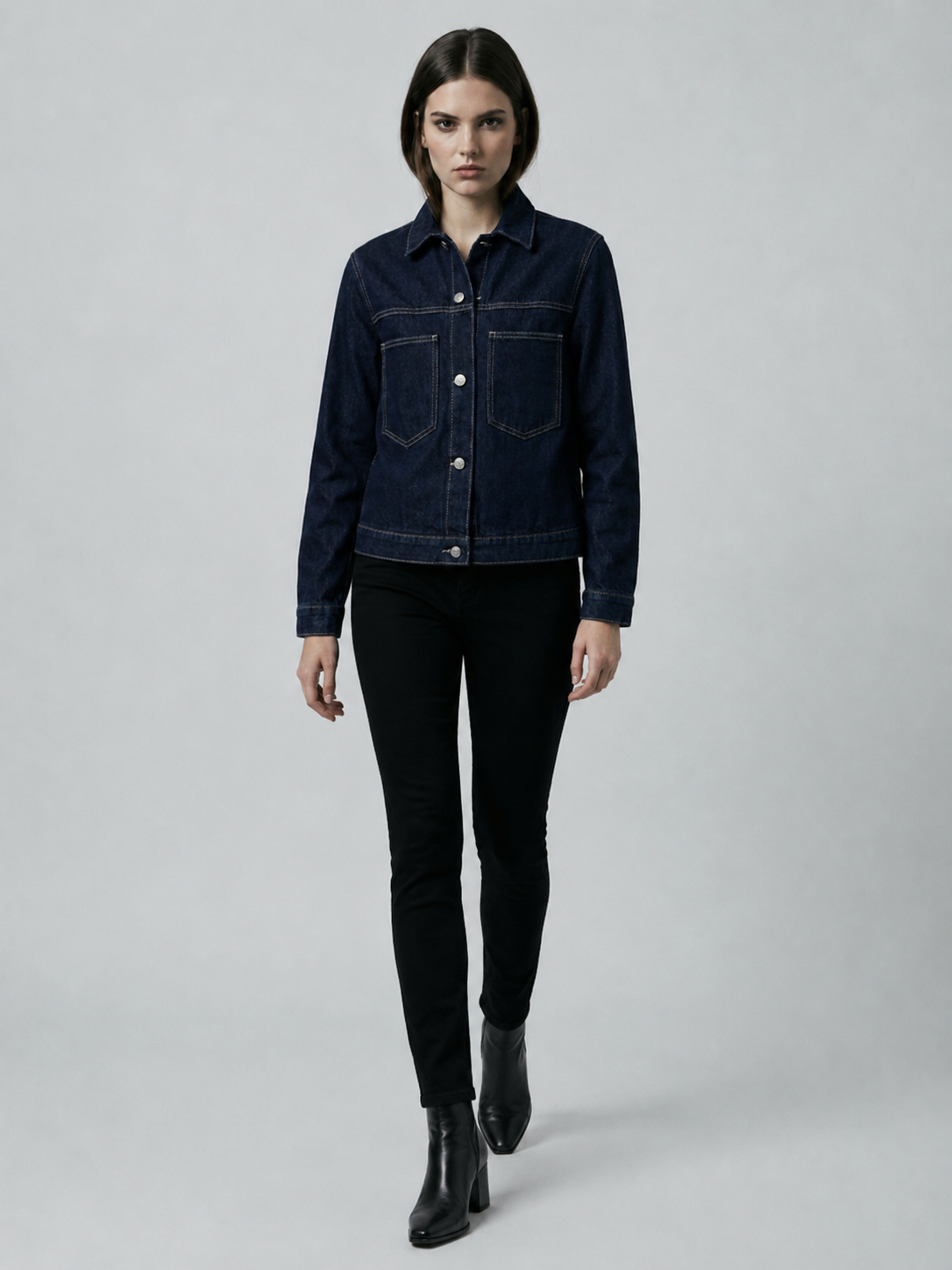 Women's Classic Dark Blue Denim Jacket