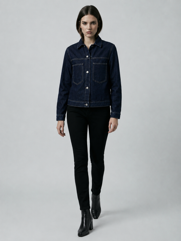 Women's Classic Dark Blue Denim Jacket