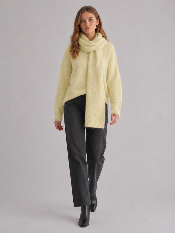Women's Fluffy Knit Jumper & Scarf Set