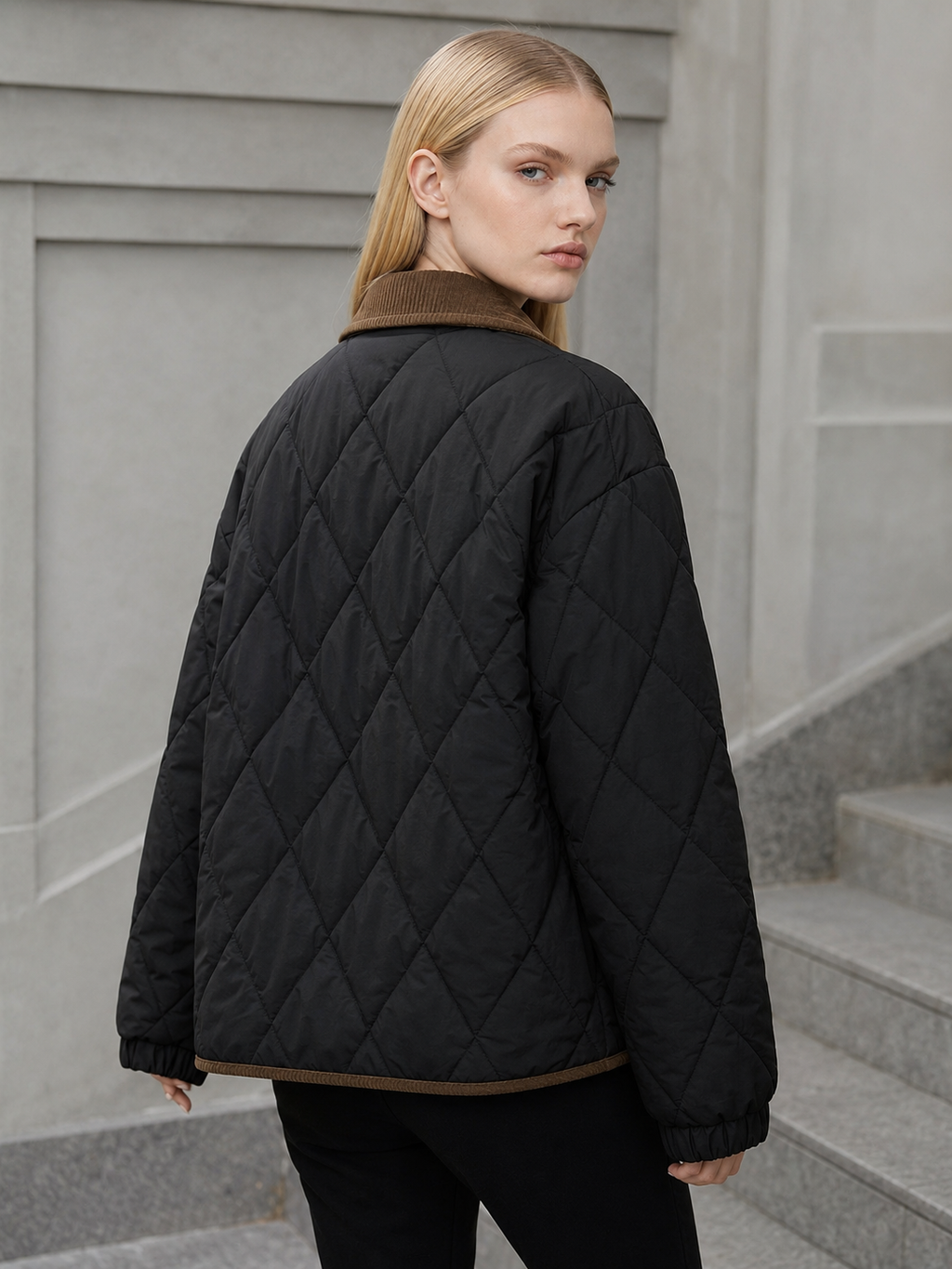 Women's Quilted Corduroy Collar Jacket
