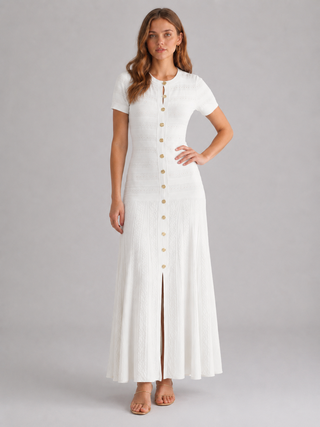 Women's Button-Front Knit Maxi Dress