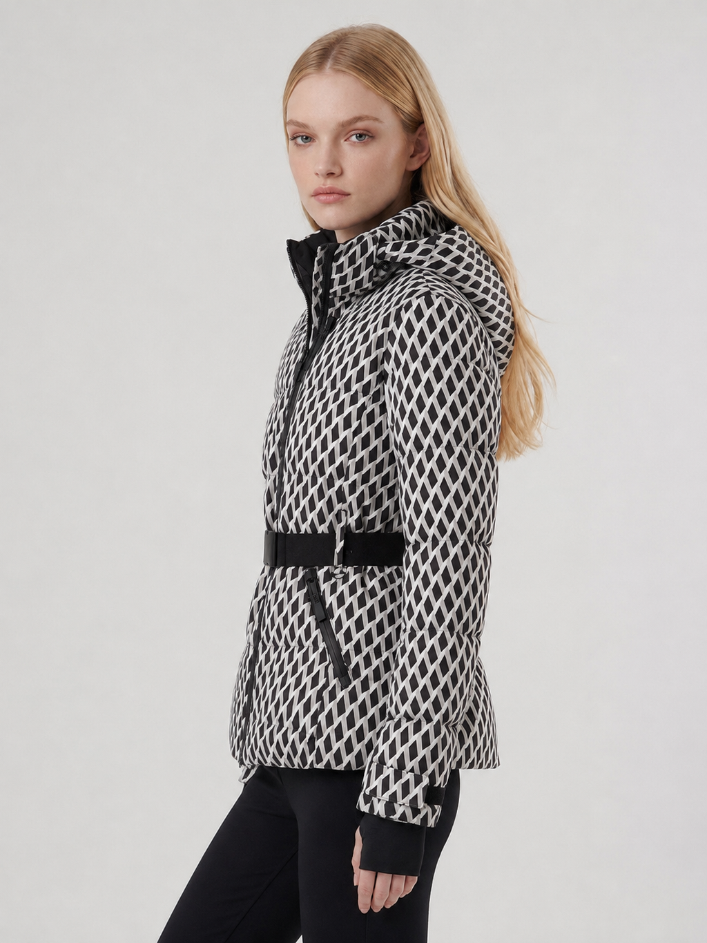 Women's Belted Puffer Ski Jacket