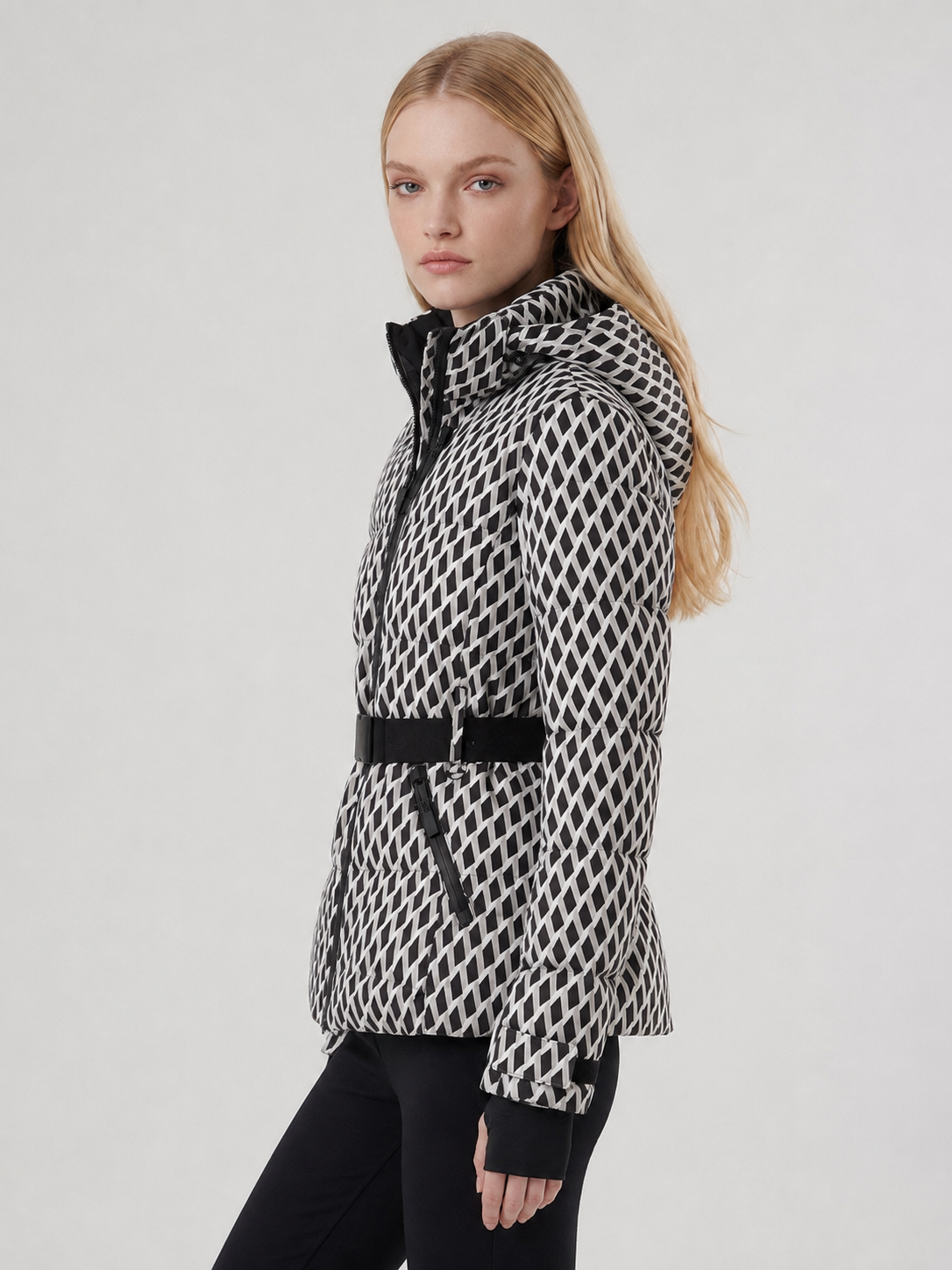 Women's Belted Puffer Ski Jacket