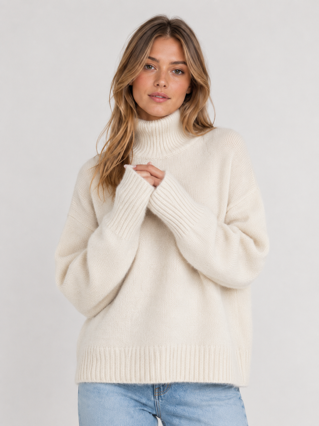 Women's Oversized Turtleneck Knit Jumper
