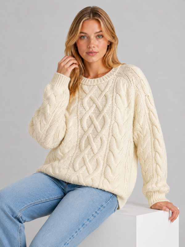 Women's Cream Chunky Cable Knit Jumper