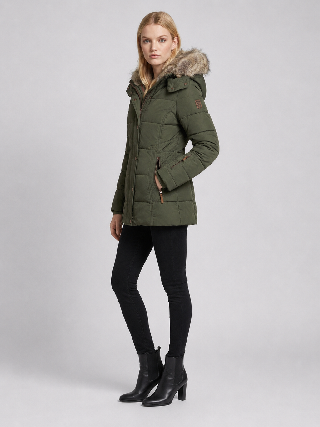 Women's Fur-Trim Hooded Puffer Jacket